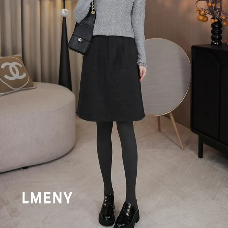 LMENY“藏肉花苞裙”搭配王！法式气质遮胯显瘦百搭羊毛半裙25DQ003