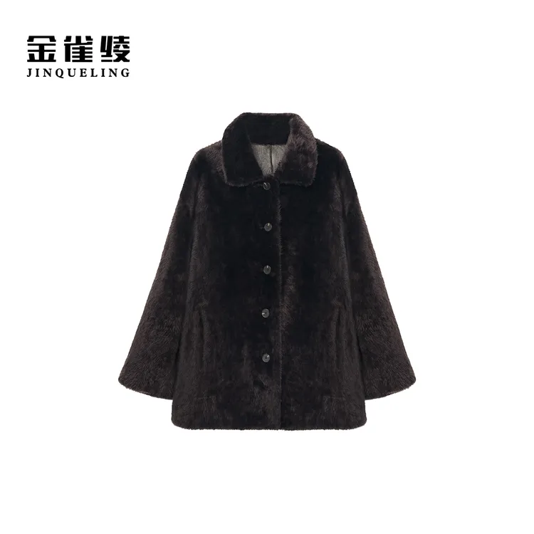 金雀绫【冬日布拉格】翻领拉贡轻奢百搭加宽加大外套SZAK4PNF155