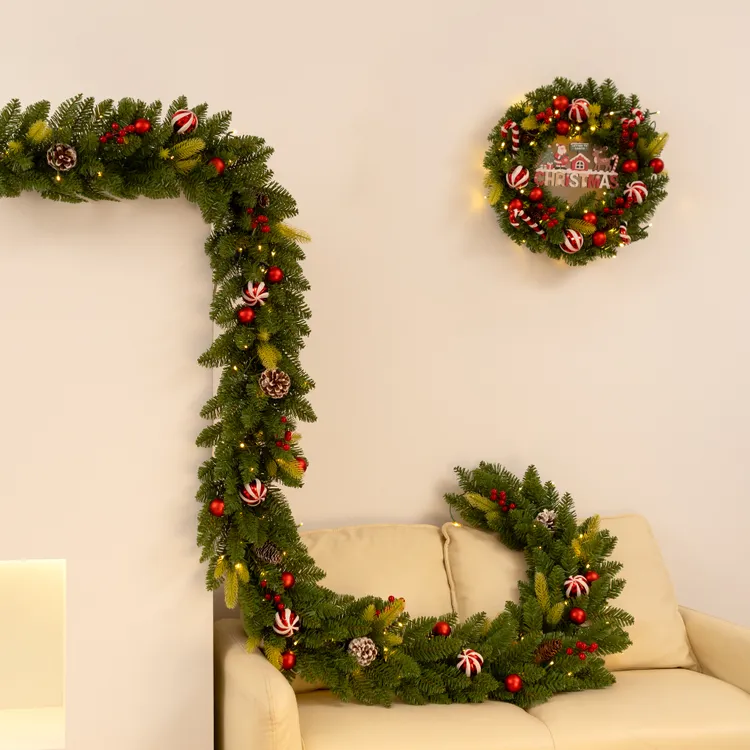 圣诞节装饰品加密圣诞藤条挂件花环商场酒店楼梯场景布置装扮发光