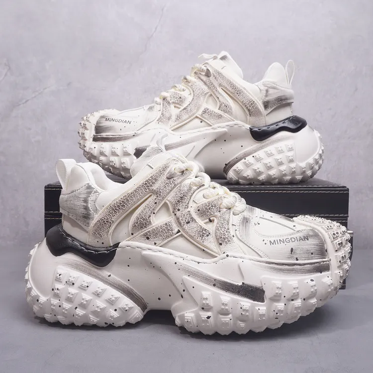 擦色做旧老爹鞋男2025新款秋冬厚底内增高运动休闲鞋潮流个性男鞋