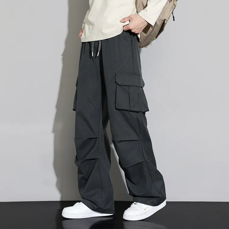男士秋季2025新款宽松垂感抽绳伐木工装裤美式潮牌高街伞兵冲锋裤