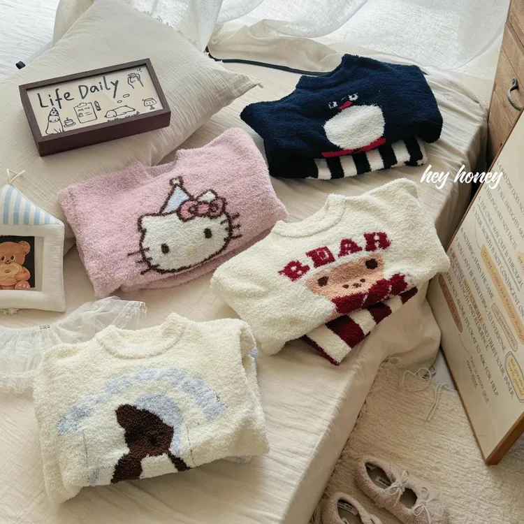 【大小卷】儿童冬季毛毛加厚亲子家居服套装-39559