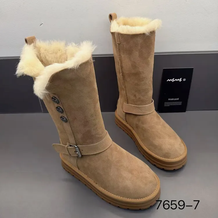 玛莎玛索新款皮毛一体雪地靴7659-7时尚百搭休闲高腰女鞋防滑保暖