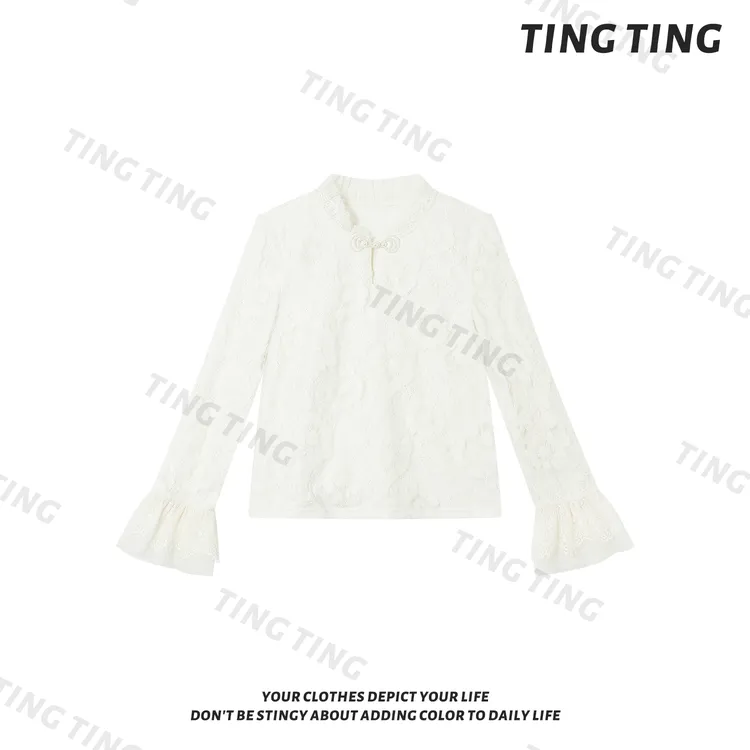 【婷婷】《玉蝴蝶》优雅奶油仙气刺绣衬衣 TT2SQTY2282