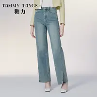 2046【金拐子专属】糖力高腰显瘦水洗直筒牛仔裤长裤TWRCK62046