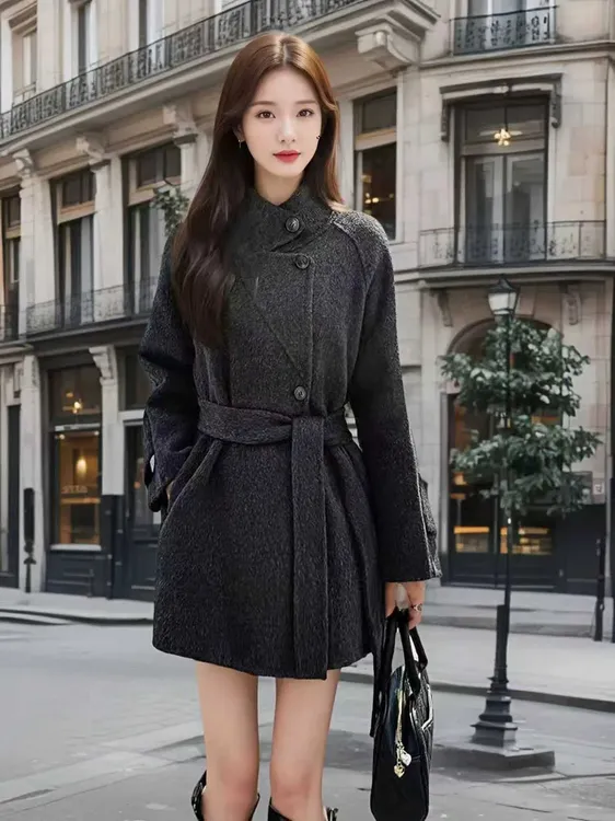 【品牌】高级感双面羊绒大衣女秋冬新款小个子短款外套女秋季外套