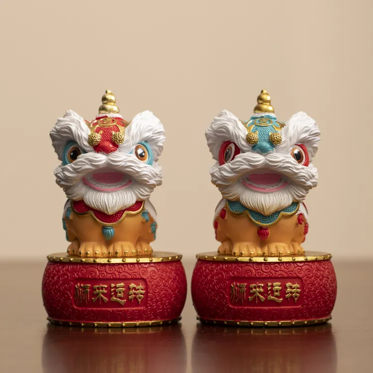 国潮佛山舞狮醒狮创意摆件高级感小众桌面茶桌装饰工艺品生日礼物