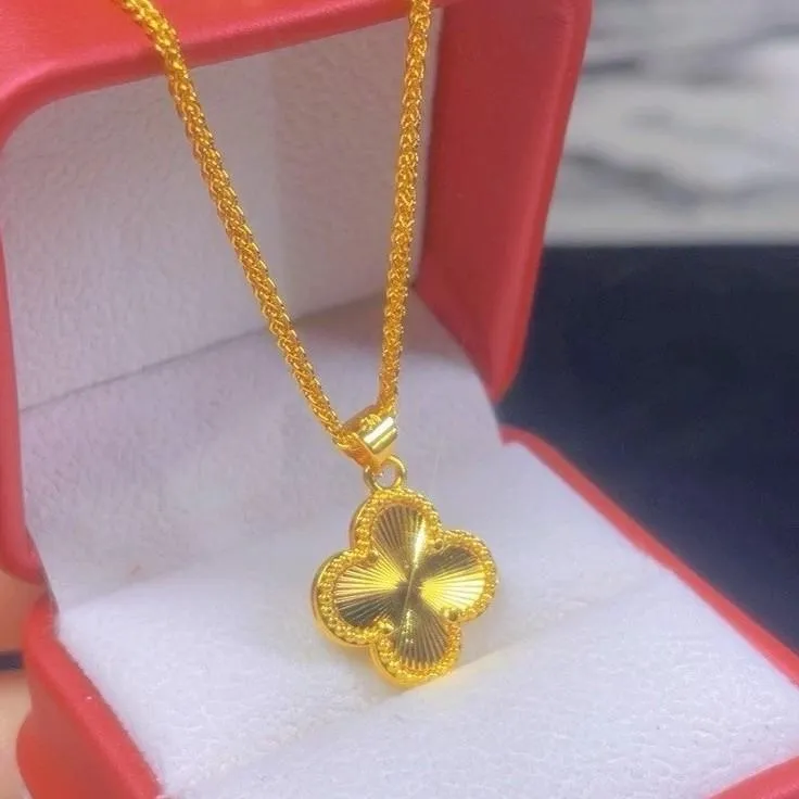 铜合金项链 鑫新款双面四叶草女士项链时尚百搭新中式锁骨链女款