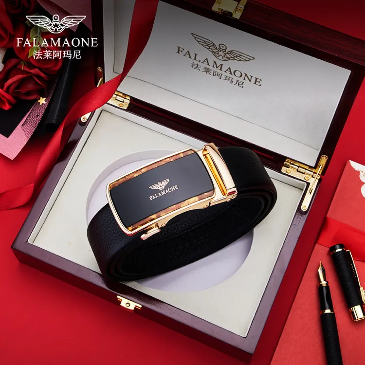 FALAMAONE/法莱阿玛尼正品高档商务皮带男士真皮裤腰带送老公男友