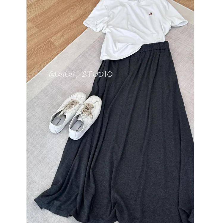 晶咕【松弛有度】全松紧高腰A字大裙摆半身长裙