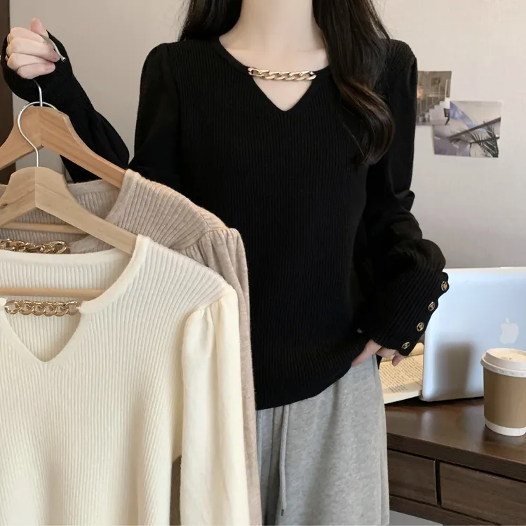 胖妹妹初秋季大码女装显瘦毛衣遮肚子设计感针织打底衫上衣