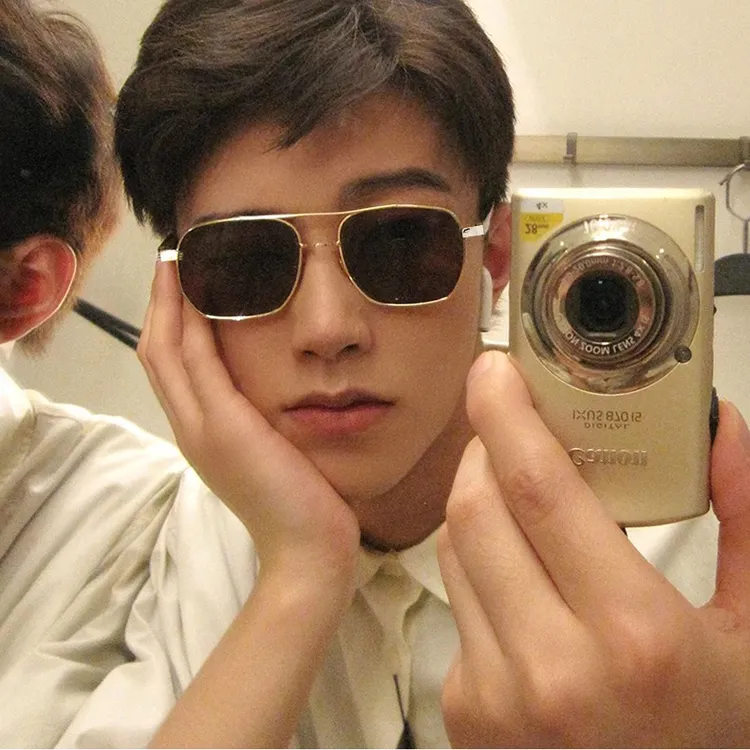 港风男士双梁墨镜司机开车防紫外线太阳镜女可配近视眼镜大脸显瘦