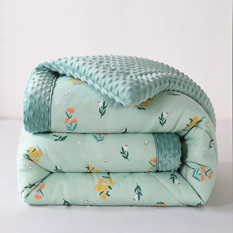 纶曼印花3D豆豆绒冬季被子被芯四季空调被机洗单人宿舍学生豆豆毯