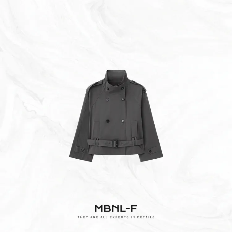 MBNL-F "复古灰绿" 长绒棉混纺层次感英伦风风衣 秦磊XM-XFY5890