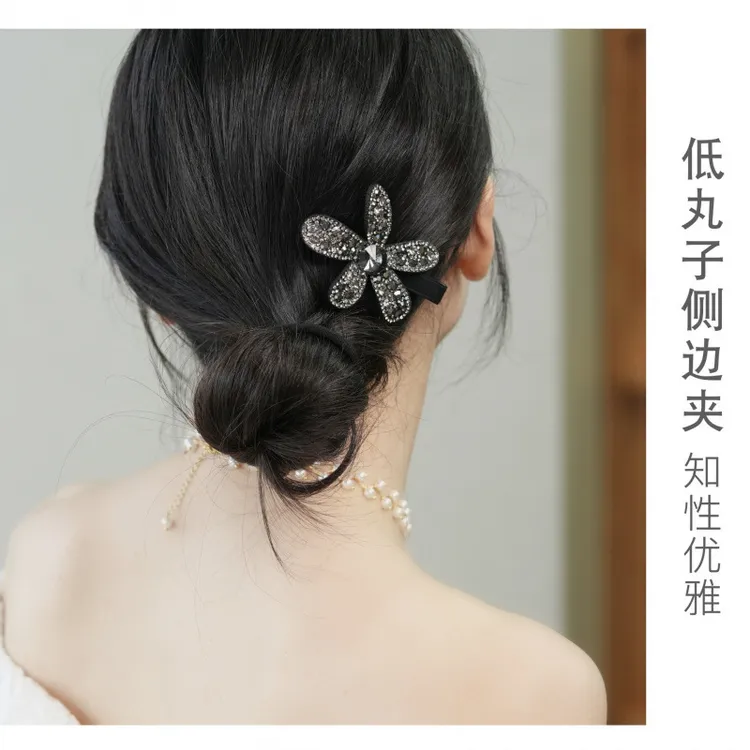 满钻花朵发夹花嫣刘海夹女高级感碎发鸭嘴夹发卡侧边一字夹子头饰