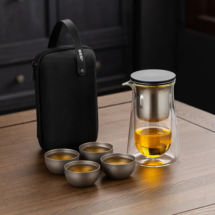 便携式旅行茶具户外一人独饮一壶四杯快客杯茶具外出携带包飘逸杯