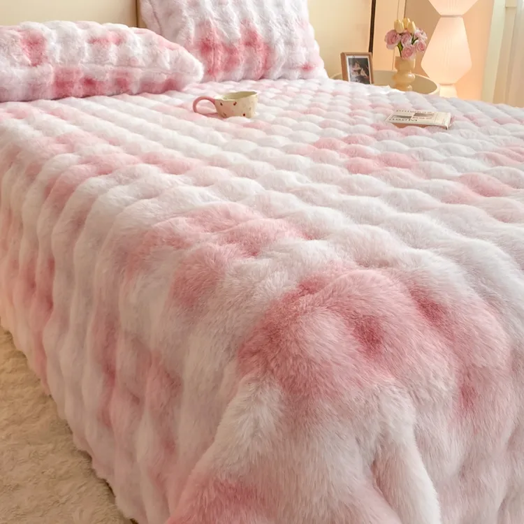 加厚加绒泡泡兔毛绒床单单件冬季加绒加厚学生季宿舍被单床上用品