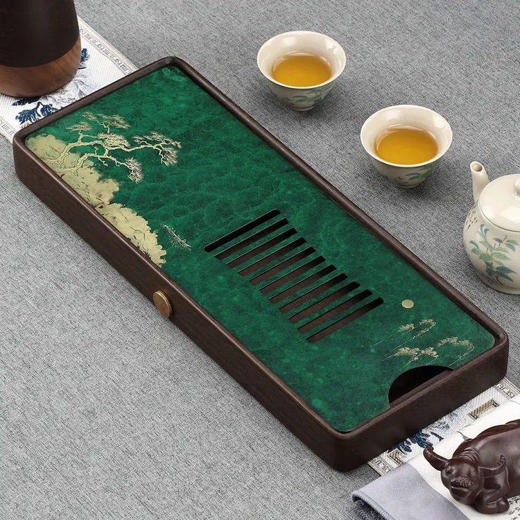 黄铜电木小茶盘干泡台家用禅意储水高端茶室功夫茶具迷你茶台茶托