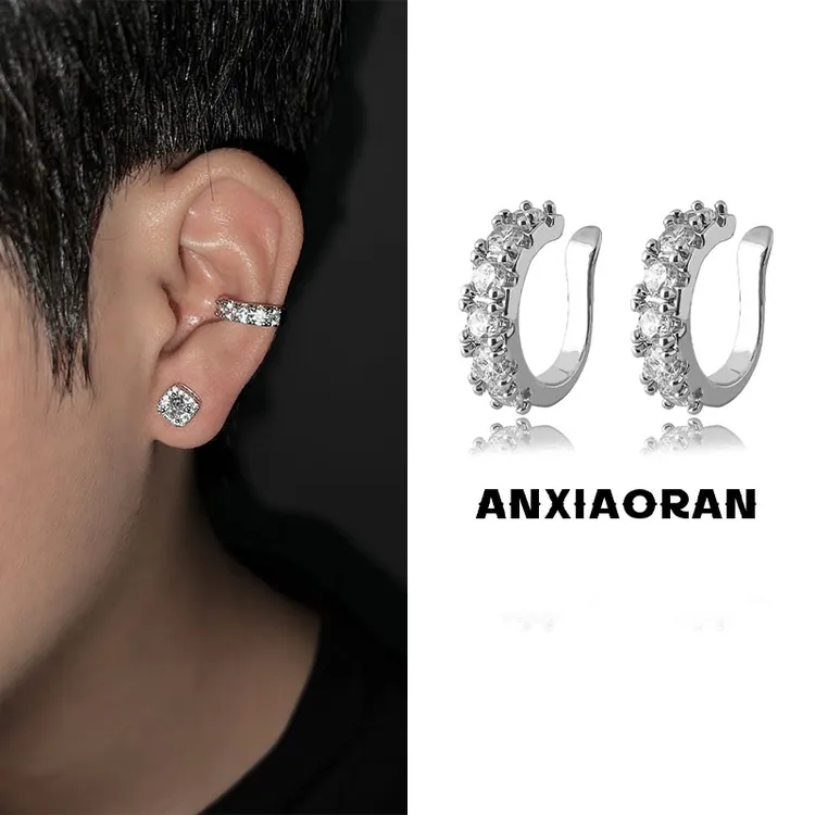 合金耳饰 多色欧美嘻哈小众百搭简约高级耳夹防过敏情侣款耳饰ins