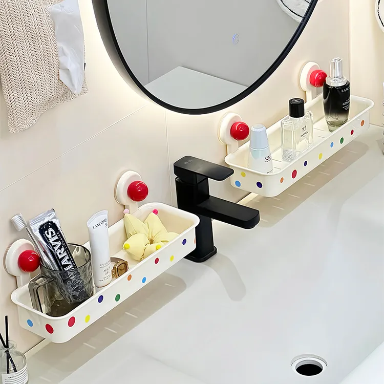 卫生间洗漱台置物架壁挂式免打孔收纳架吸盘浴室架沥水架洗手液架