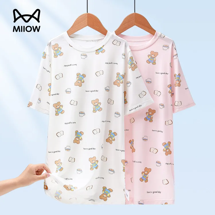 猫人莫代尔女童睡裙儿童睡衣裙薄款女孩家居裙中大童空调服薄款夏