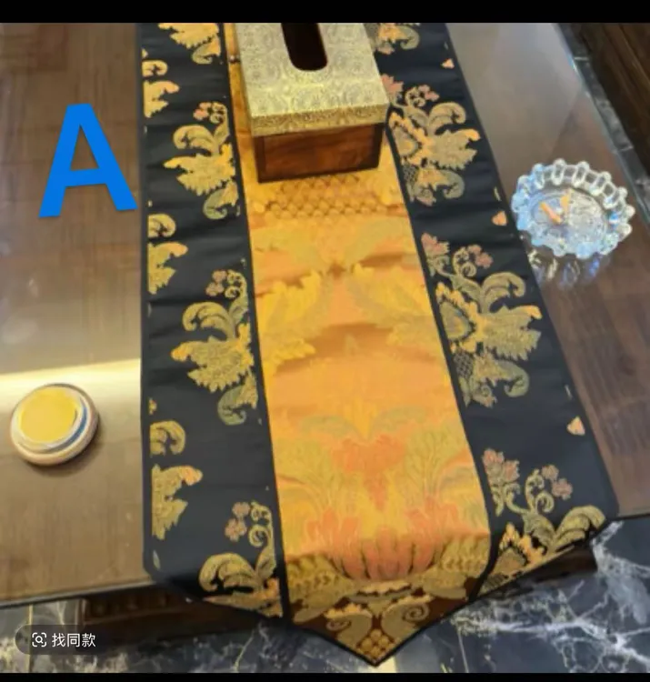 藏式桌旗高端大气宽45*2202025网红客厅挂钟工艺品