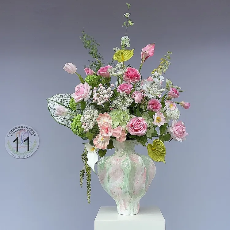 《珊瑚月光》仿真花 假花原创仿真花束定制花艺高保湿成品参展作品