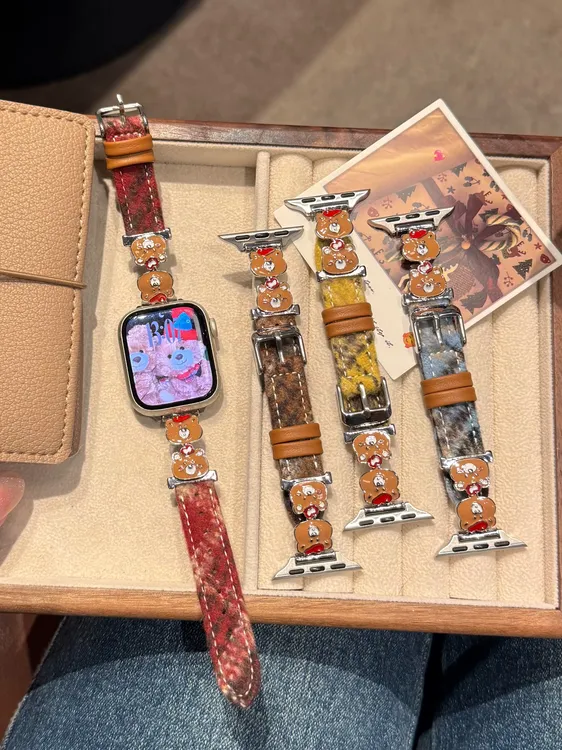 【小熊毛呢】适用苹果手表S10表带可爱watch8/9秋冬小米手环美拉德