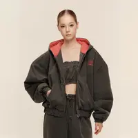 COZYDOLL复古水洗做旧宽松慵懒撞色连帽卫衣休闲棉服珩棉廓形外套