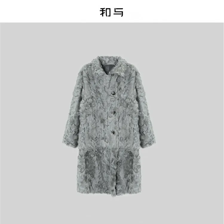 和与｜翻领长款两面穿小湖羊皮草外套H54ALU558U
