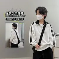 儿童卫衣2025新款男童潮牌POLO衫男孩半拉链翻领上衣中大童长袖T