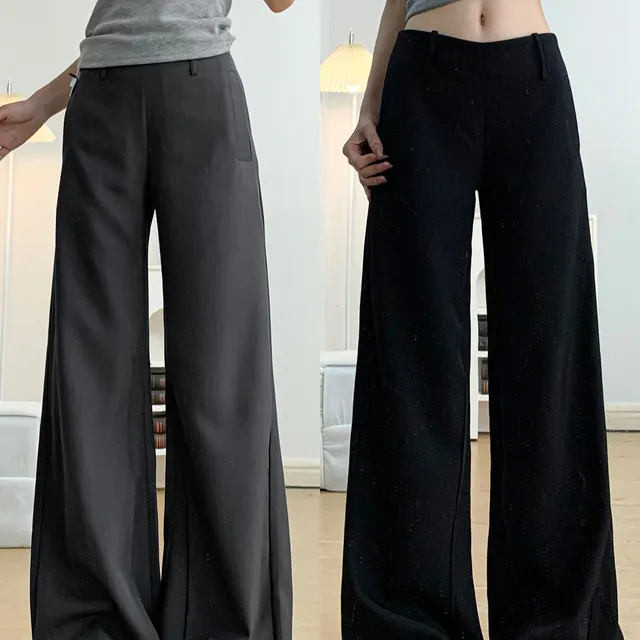 IEF爱依服黑色西装微喇叭裤女秋季2025新款小个子马蹄裤高腰显瘦