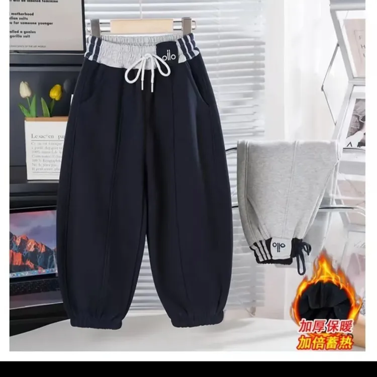 儿童加绒卫裤2025冬季男童中大童运动长裤加厚一体绒休闲裤