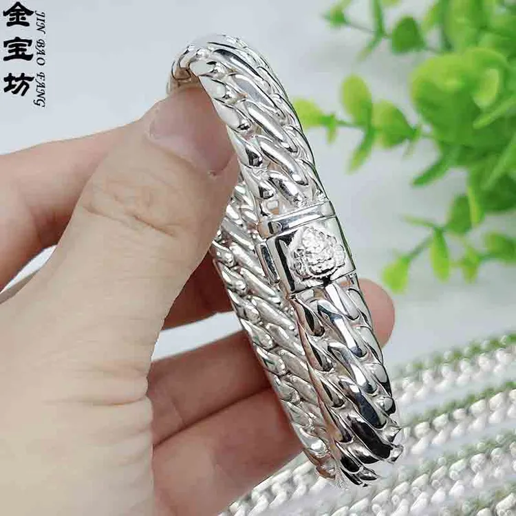 足银手链 999黄财神三马鞭手链 手工个性编织民族风时尚情侣素款