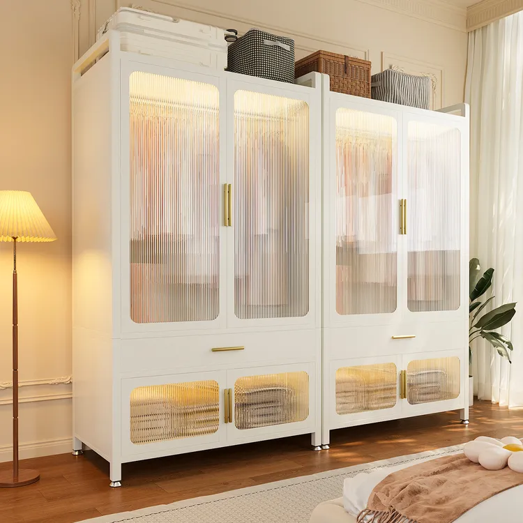 衣柜卧室家用简易组装金属衣柜钢制2025爆款结实耐用出租房用柜子