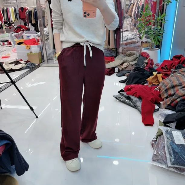 时尚百搭加绒2色松紧腰精品休闲裤8659欧美