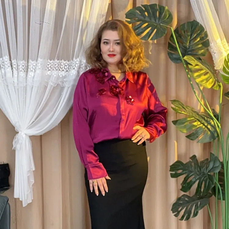 秋季长袖春季重工衬衫亮片刺绣设计新款时尚洋气百搭女装2058