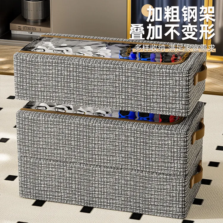 家用免安装鞋子收纳盒透明鞋靴收纳箱钢架可折叠床底收纳防尘鞋盒