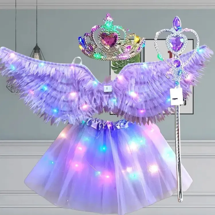发光天使羽毛翅膀cosplay道具圣诞节万圣节表演服装女孩生日礼物