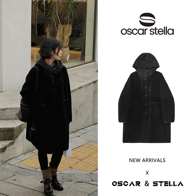 OSCAR&STELLA【默诗】长款连帽秋冬女羊毛外套41 59839