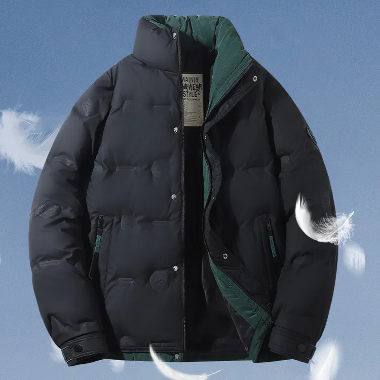 羽绒服男短款潮牌工装加厚保暖立领宽松大码时尚流行白鸭绒可二开