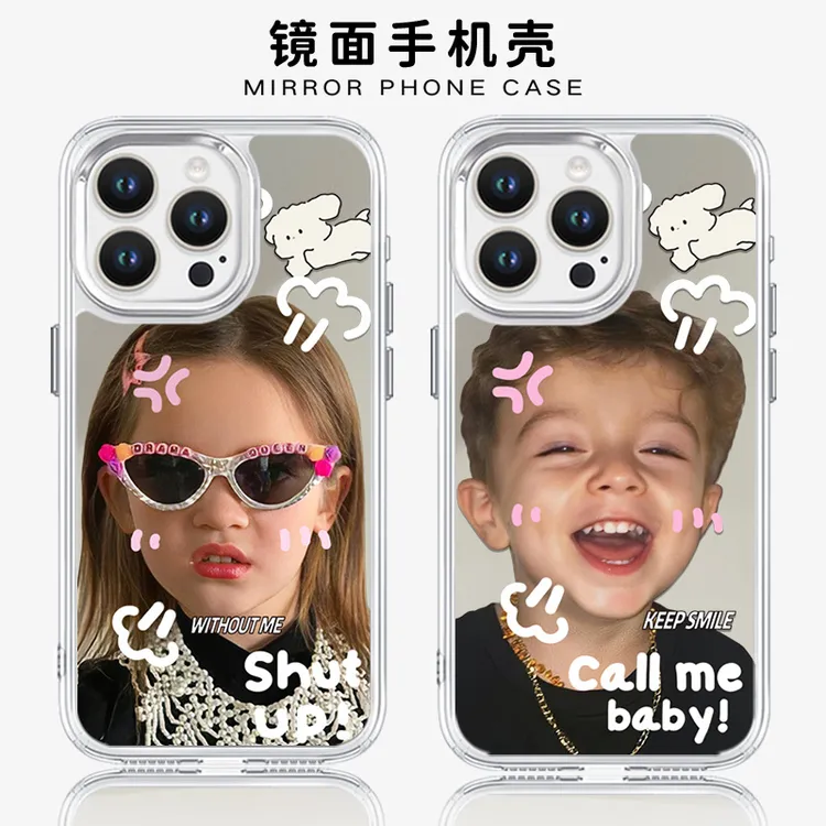 【欧美女男孩】适用苹果16promax手机壳iphone15防摔14全包情侣镜面