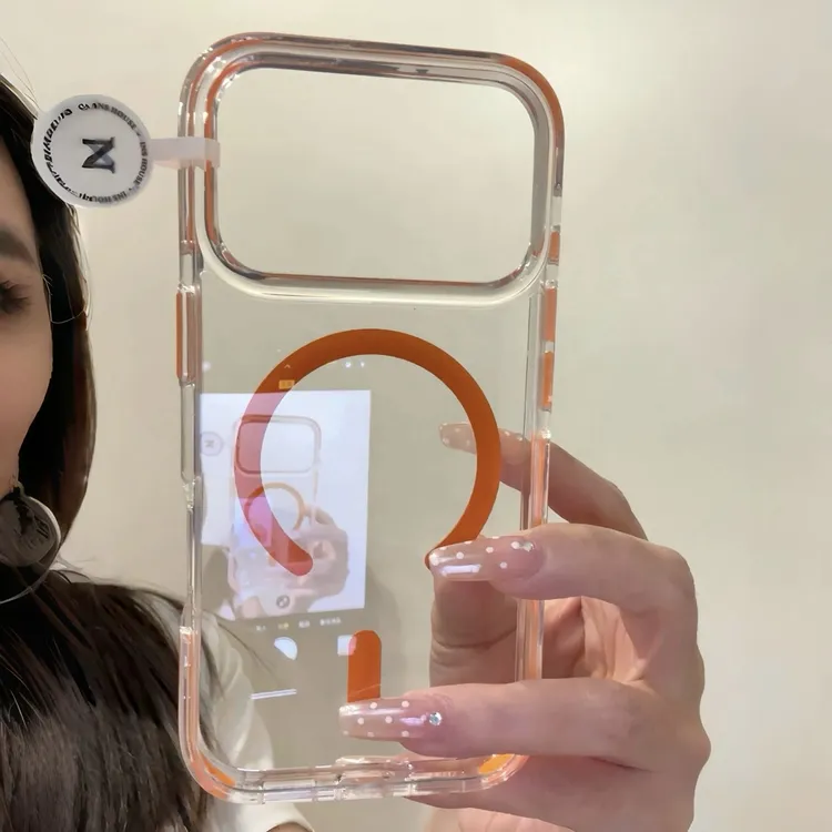 闪度侠韩系极简彩色边框磁吸适用iphone17pro透明苹果16手机壳15