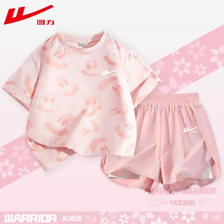 回力童装女童短袖套装夏季2025新款女孩洋气防晒t恤大童速干短裤