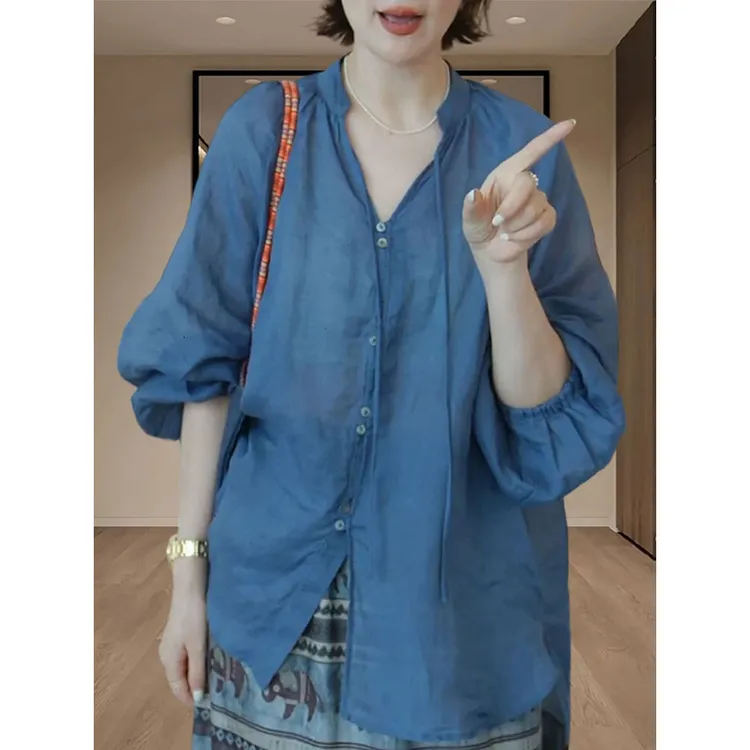 2025年夏季新款纯色纽扣设计防晒长袖衬衫女生时尚百搭高级感上衣