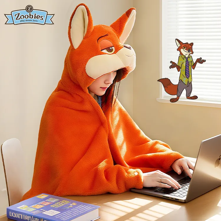 疯狂动物城朱迪款或尼克款连帽毛毯保暖实用午睡毯午休毯披风