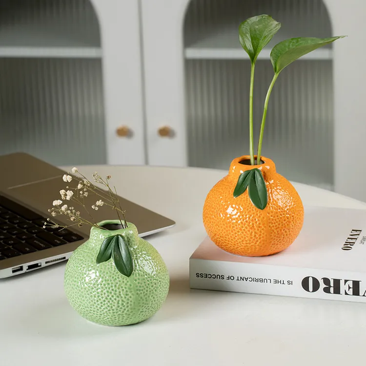 创意陶瓷小花瓶水培植物绿萝铜钱草鲜花插花器皿客厅桌面装饰摆件