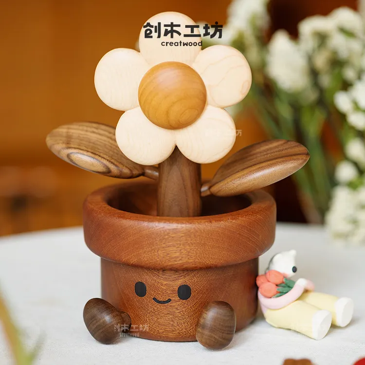 超大号开心太阳花/实木创意可爱摆件家居装饰品乔迁生日七夕礼物