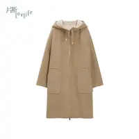 片断毛呢外套女冬季新款连帽学院风宽松小个子文艺休闲过膝外套