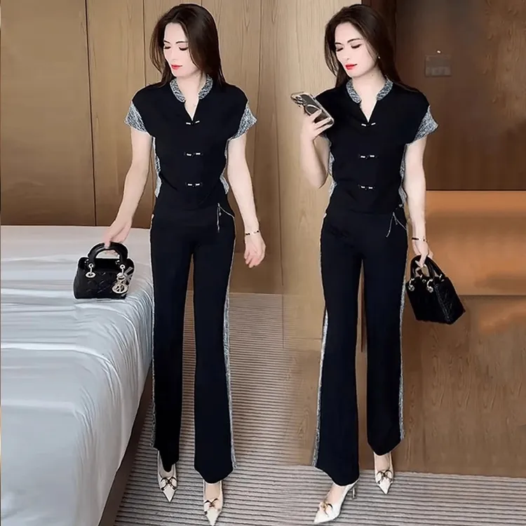 高级感时尚洋气套装女2025夏季新款显瘦气质减龄新中式休闲两件套